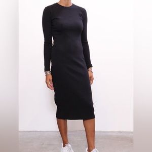 RE/DONE 90s L/S Ribbed Dress in Black